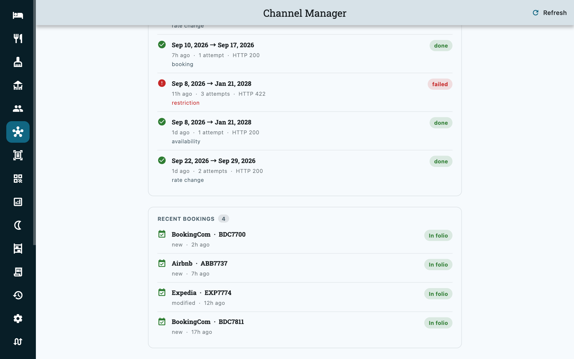 Recent bookings