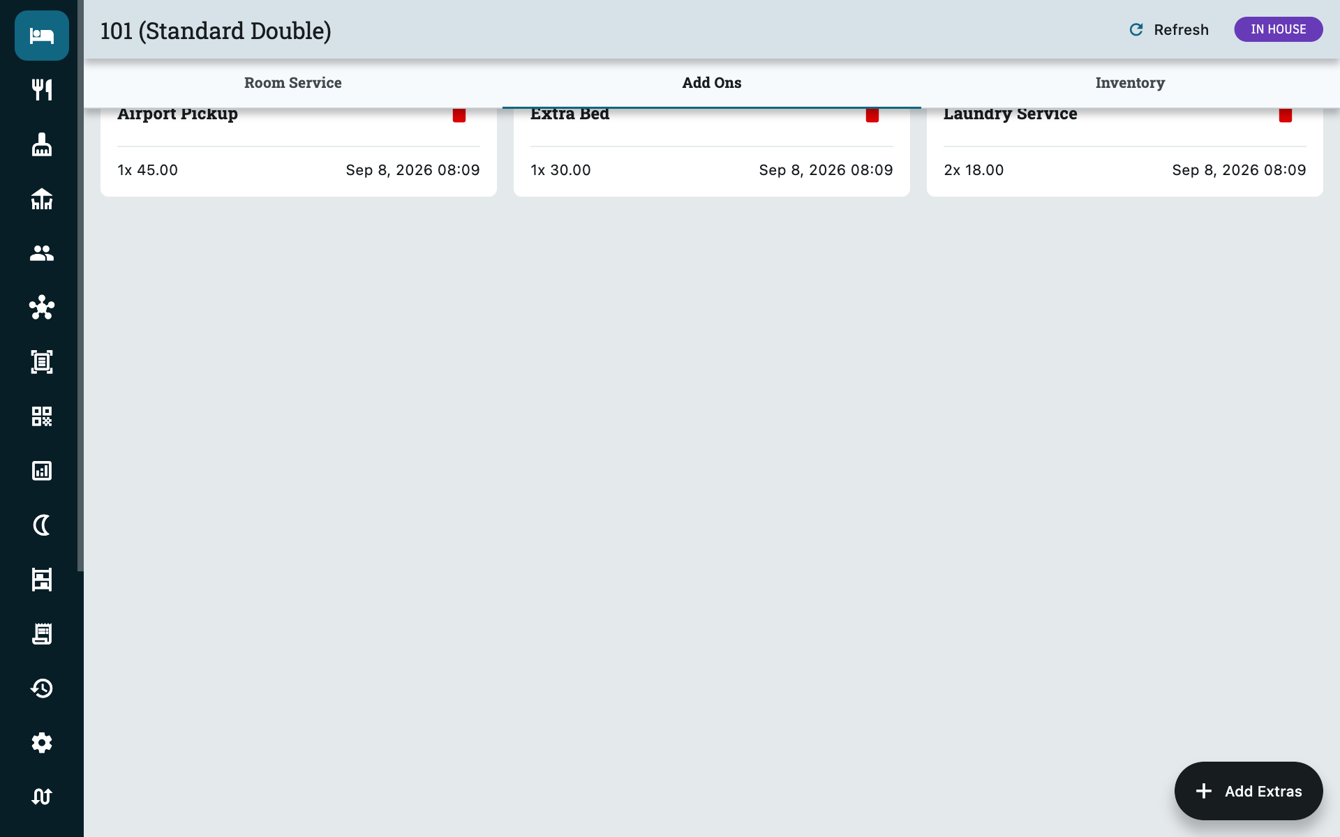 Add-ons on a booking